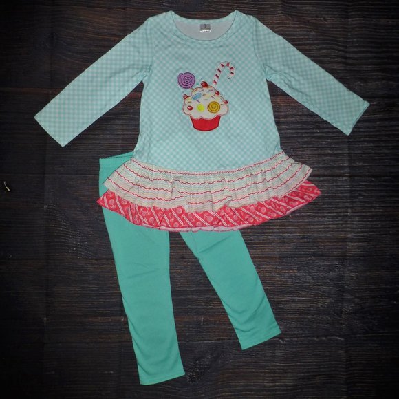 Boutique Candy Cake Cupcake Ruffle Tunic Girls Christmas Birthday Outfit Set - Picture 1 of 3